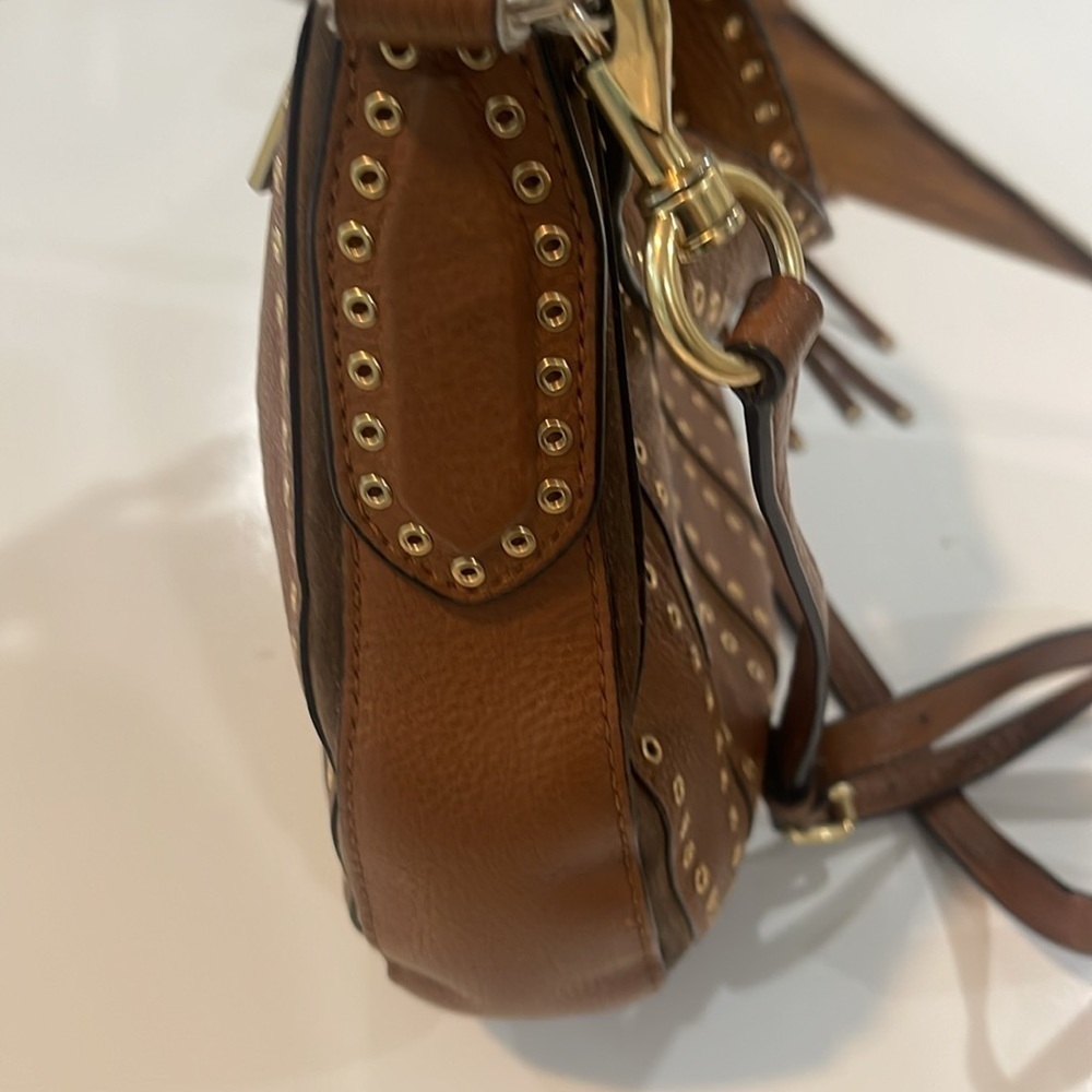 MK Michael Kors Brooklyn Grommet Leather Suede Hobo Crossbody Bag Caramel brown - Picture 5 of 17